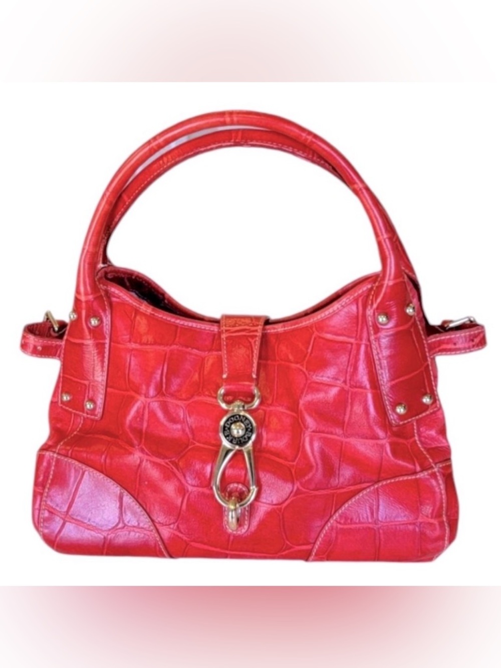 Dooney & Bourke Vintage Croc Embossed Cherry Red Shoulder Bag EUC
